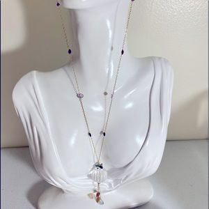 Cora, IA long gold tone dainty statement necklace